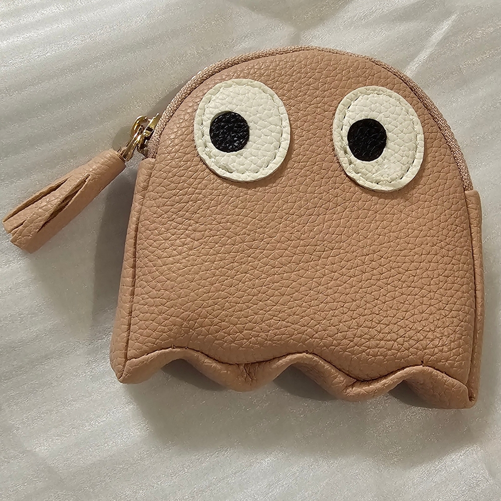 Cute Pink Taupe Ghost Coin Purse with Attached Key Holders NWOT - Picture 2 of 9